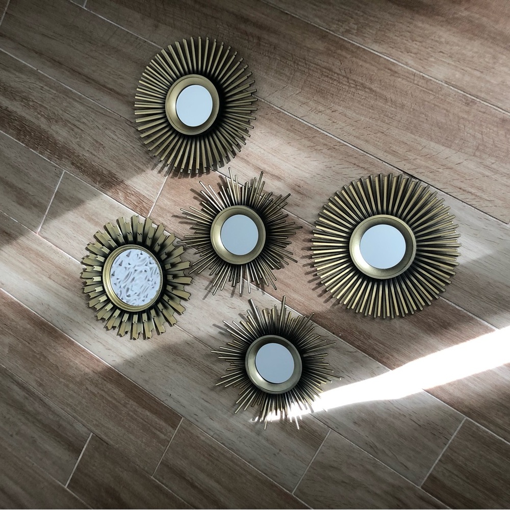 Set of 5 sunburst mirror wall decor